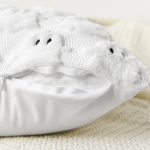 Sm:)e Embroidered Goost Plush Faux Fur Jacquard Halloween Throw Pillow Cover 18x18 Inch White, Set of 2 Silky Soft Cushion Case for Sofa Couch - Image 3