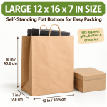 100 Pack Paper Kraft Paper Bags,Heavy Duty Large Grocery Brown Bag,14x10.5x6.5 Inch Bags for Storage,Take out,Shopping,Sacks - Image 13