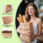 100 Pack Paper Kraft Paper Bags,Heavy Duty Large Grocery Brown Bag,14x10.5x6.5 Inch Bags for Storage,Take out,Shopping,Sacks - Image 20