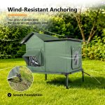YUWENUS Heated Outdoor Cat House with Heated Pad and Escape Door for Outdoor Weatherproof Cat Shelter Insulated Outdoor Cat House,Green,Small - Image 10