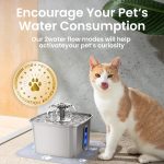 Ophanie 108oz/3.2L Stainless Steel Cat Water Fountain with Replacement Filters & Silicone Mat, Automatic Water Dispenser for Cat and Dogs, Electric Drinking Bowl Suitable for Multiple Pets, Silver - Image 7