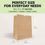 100 Pack Paper Kraft Paper Bags,Heavy Duty Large Grocery Brown Bag,14x10.5x6.5 Inch Bags for Storage,Take out,Shopping,Sacks - Image 17