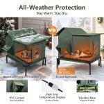 YUWENUS Heated Outdoor Cat House with Heated Pad and Escape Door for Outdoor Weatherproof Cat Shelter Insulated Outdoor Cat House,Green,Small - Image 14